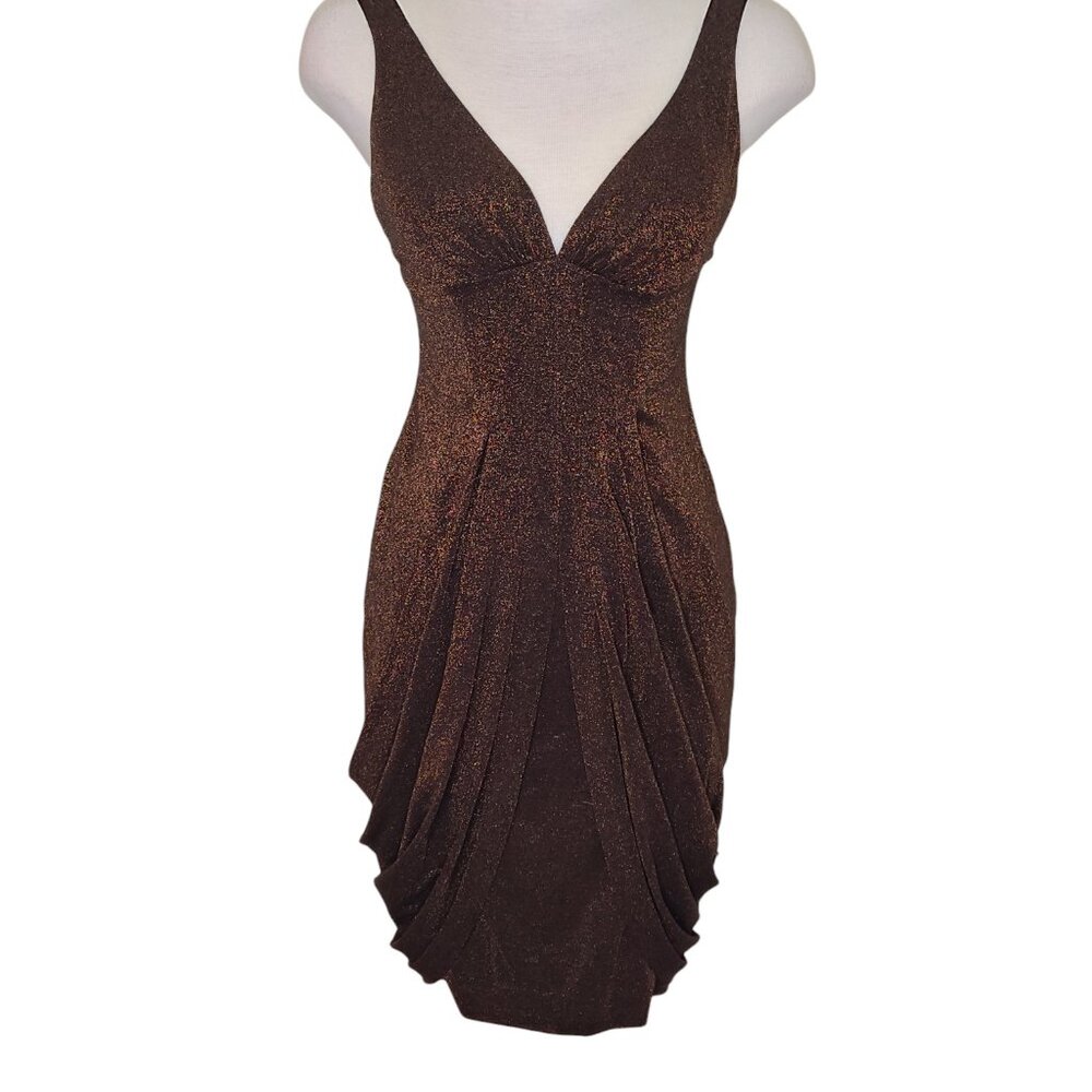 Selina Designer Bronze Metallic Cocktail Dress